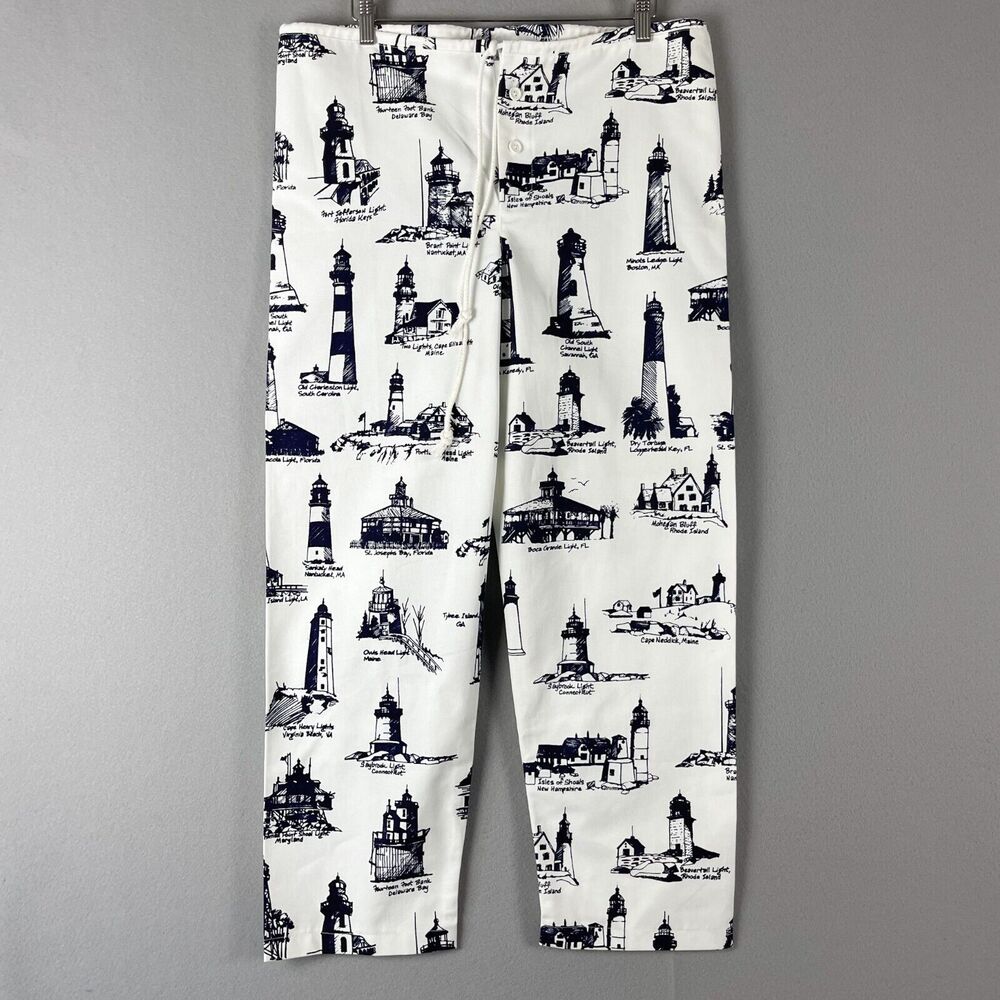 Men's White Nautical Print Pants